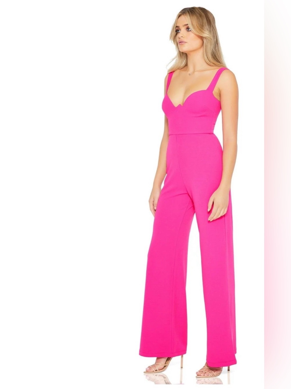 Nookie Fuchsia Wide-Leg Scoop-Neck Jumpsuit